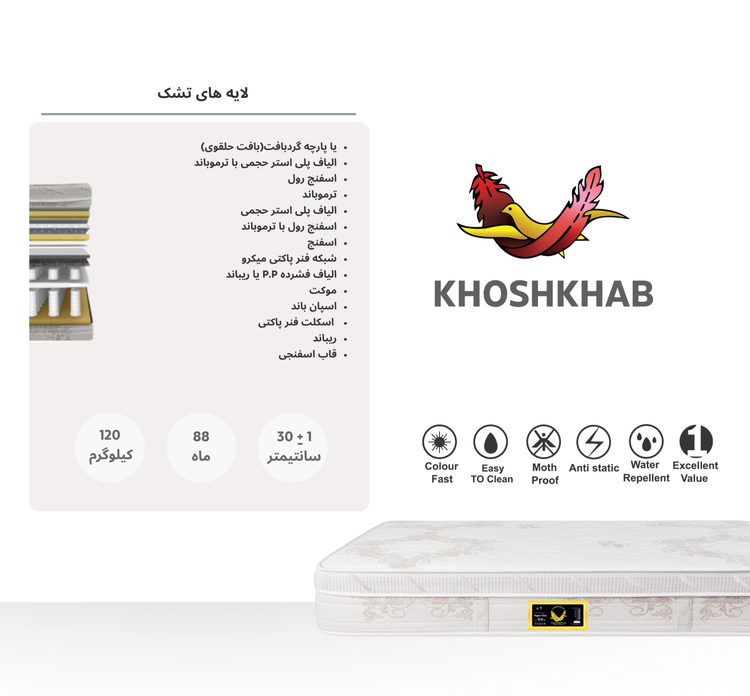 تشک تخت خوشخواب مدل سوپر استار